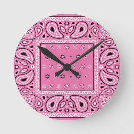 Pink bandana paisley bandanas Country Rap Hip Hop Runde Wanduhr
