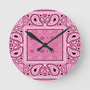 Pink bandana paisley bandanas Country Rap Hip Hop Runde Wanduhr