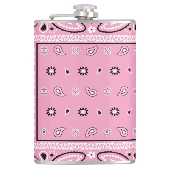 Pink Bandana Paisley Country Hip Hop Cowboy Flachmann (Vorderseite)