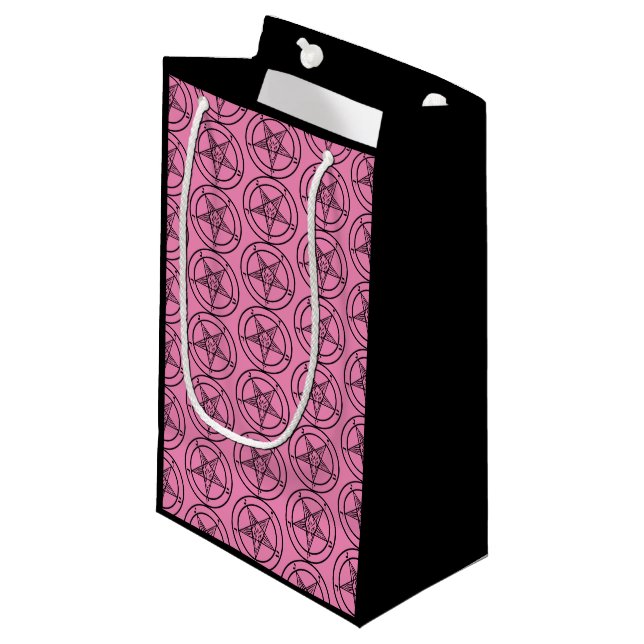 Pink Baphomet Pentagram Satanic Kleine Geschenktüte (Vorderseite Schrägansicht)