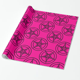 Pink-Baphomet-Pentagramm-halloween Geschenkpapier