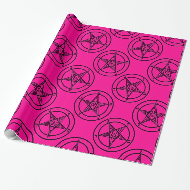 Pink-Baphomet-Pentagramm-halloween Geschenkpapier (Ungerollt)