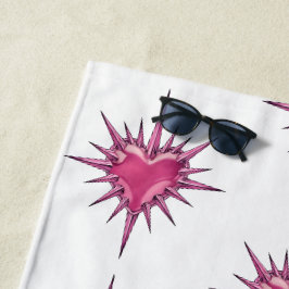 Pink Barbed Heart Cybersigilism Beach Towel Strandtuch