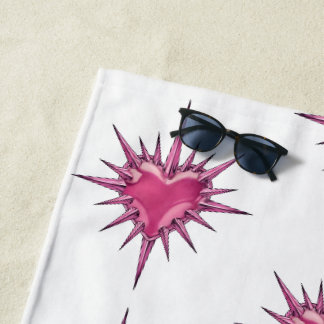 Pink Barbed Heart Cybersigilism Beach Towel Strandtuch