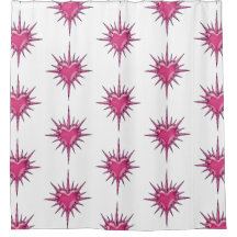 Pink Barbed Heart Cybersigilism Shower Curtain