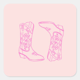 Pink Barbie Boots Cowgirl Bachelorette Quadratischer Aufkleber