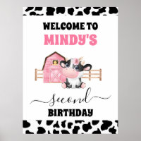 Pink Barn Cow Imprimer 2e Affiche de bienvenue d'a