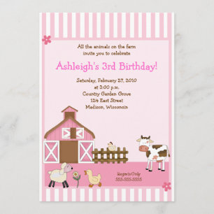 Pink Barn Tierfarm Geburtstag Einladungen