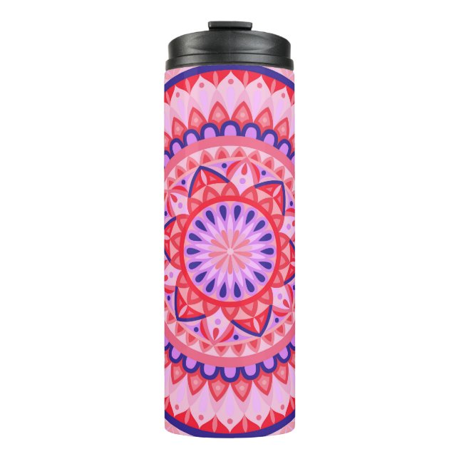 Pink Base Mandala Thermosbecher (Vorderseite)