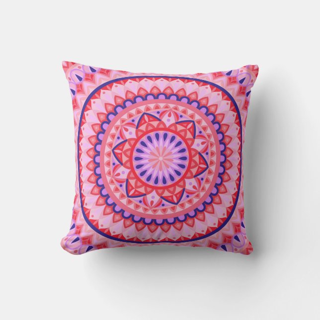 Pink Base Mandala Throw Kissen (Vorderseite)