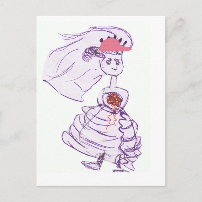 Pink Baseball Cap Bride Postkarte (Vorderseite)