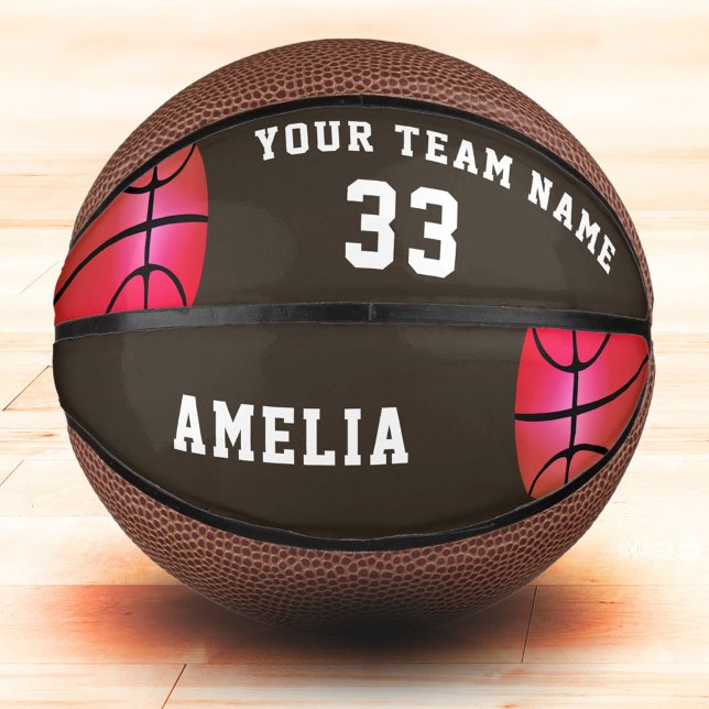Pink Basket Ball Girl Player Name Team Number Mini Basketball (Von Creator hochgeladen)