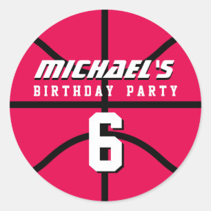 Pink Basketball Aufkleber Sport Kindergeburtstag P