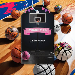 Pink Basketball Baby Dusche Party Geschenkanhänger