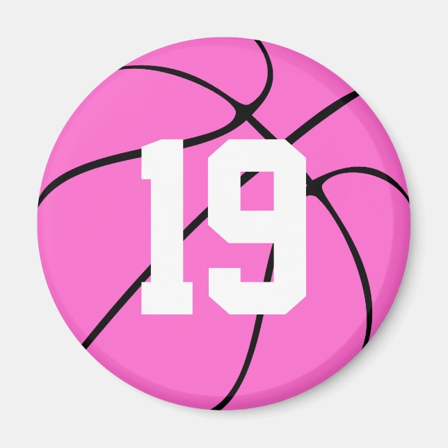 Pink Basketball Custom Jersey Number or Letters Magnet (Vorne)