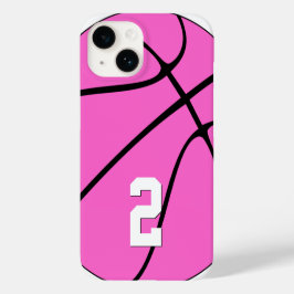 Pink Basketball Custom Player Nummer Sport Case-Mate iPhone 14 Hülle