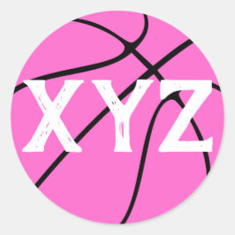 Pink Basketball Custom School Letters oder Number Runder Aufkleber