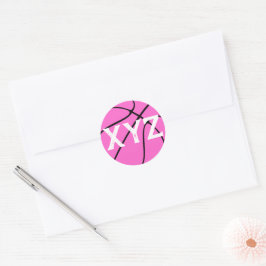 Pink Basketball Custom School Letters oder Number Runder Aufkleber