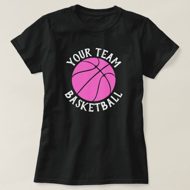Pink Basketball Custom Team Name Women's Sports T-Shirt (Design vorne)
