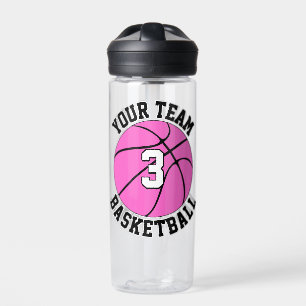 Pink Basketball Player Benutzerdefiniert Teamname Trinkflasche