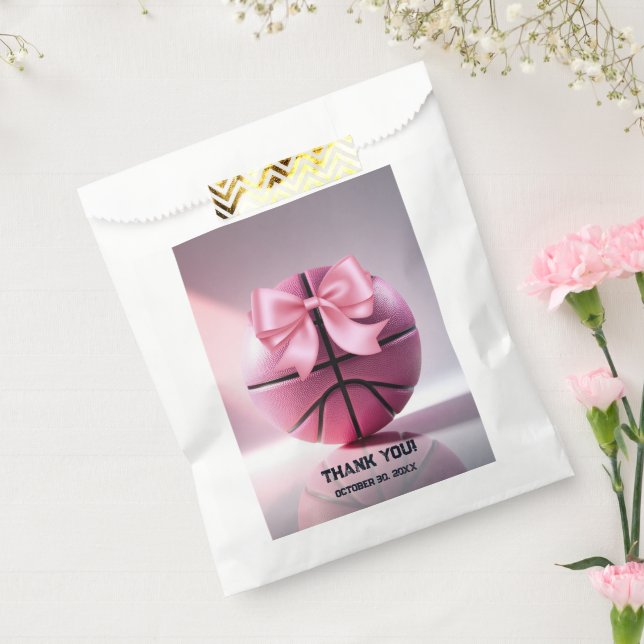 Pink Basketball Ribbon Bow Ball Baby Dusche Geschenktütchen (Versiegelt)