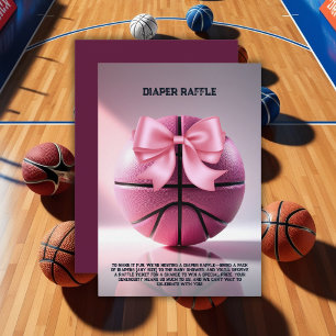Pink Basketball Ribbon Bow Ball Baby Dusche Invita Begleitkarte