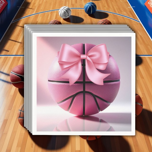 Pink Basketball Ribbon Bow Ball Baby Dusche Serviette (Von Creator hochgeladen)