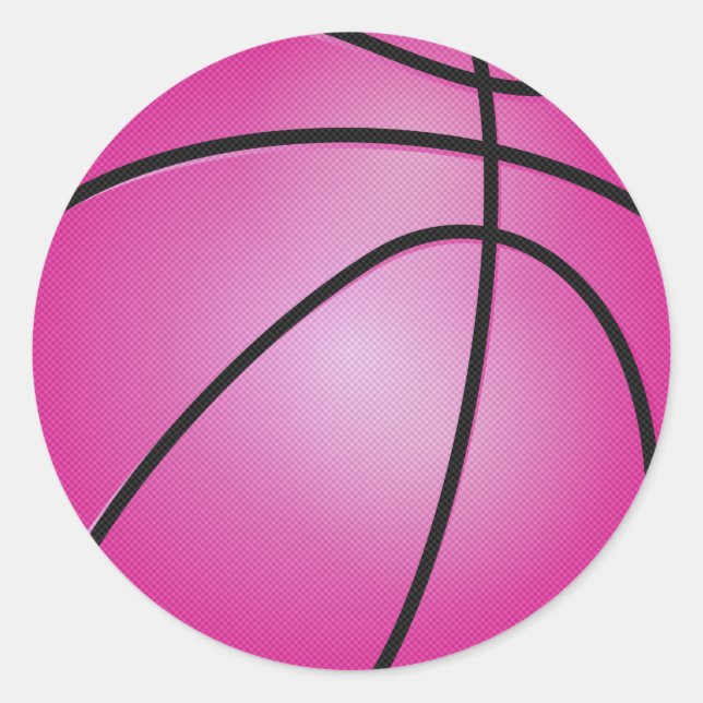 Pink Basketball Runder Aufkleber (Vorderseite)