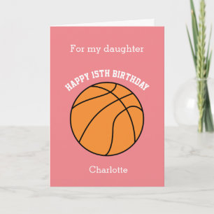 Pink Basketball Sport 15e carte d'anniversaire
