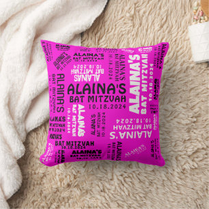 Pink Bat Bar Mitzvah Party Decke Memory Keepake Kissen