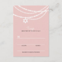 Pink Bat Mitzvah Glitzern-Star der David RSVP-Kart