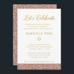 Pink Bat Mitzvah Rose Gold Glitzer Empfang Party Einladung<br><div class="desc">Moderne und minimale Rose Gold Glitzer und Gold Bat Mitzvah Empfang Einladung. Kunstwerk ist flache gedruckte Bilder,  NICHT echter Glitzer oder Goldfolie. Für die Koordination von Beilagen und Dekorgegenständen lesen Sie bitte den Papiertraubenzazzle-Shop.</div>