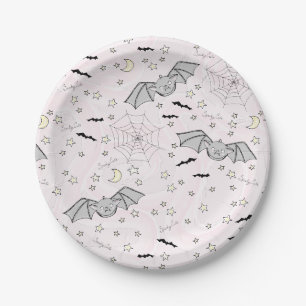 Pink Batty, Stars & Moons Niedlich Pappteller