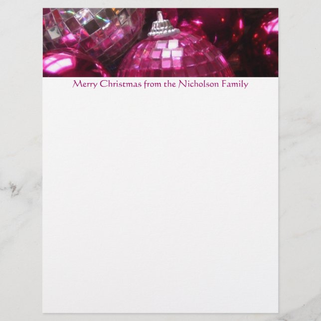 Pink Baubles Buchstaben rosa Text (Vorderseite)