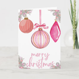 Pink Baubles Christmas Card Karte