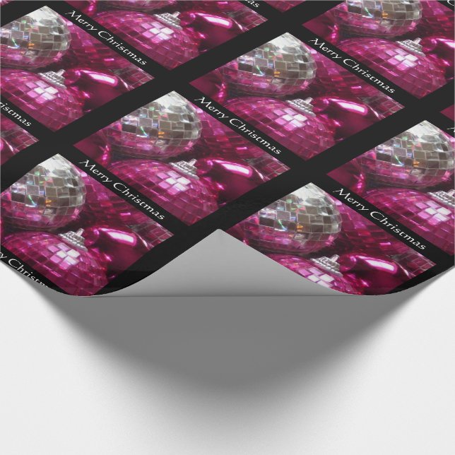 Pink Baubles Frohe Weihnachtsverpackung Papier sch Geschenkpapier (Ecke)