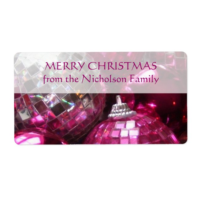 Pink Baubles Geschenketikett (Vorne)