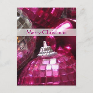 Pink Baubles 'Joyeux Noël portrait carte postale