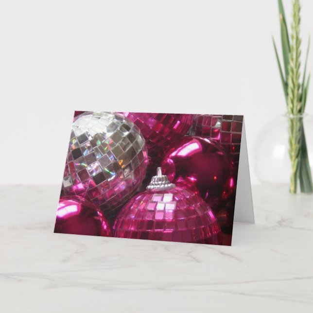 Pink Baubles 'Season's Greetings' Karte (Vorderseite)