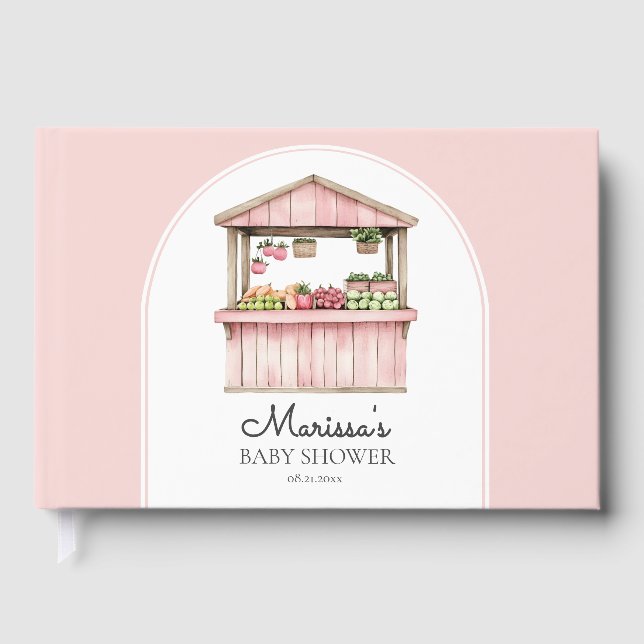 Pink Bauern Market Baby Dusche Gästebuch (Vorderseite)