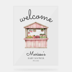 Pink Bauern Market Baby Dusche Willkommen Acrylschild