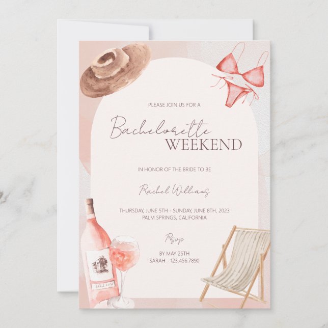 Pink Beach Bachelorette Party Invitation (Devant)