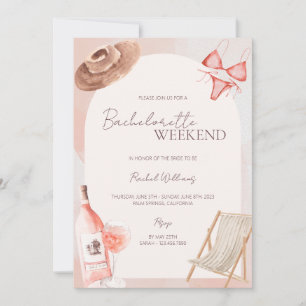 Pink Beach Bachelorette Party Invitation