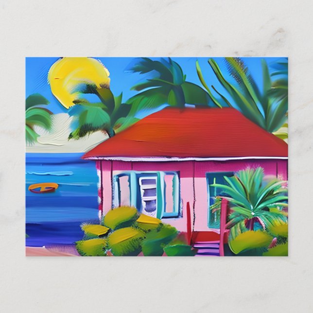 PInk Beach House | BEHALTEND TOUCH Postkarte (Vorderseite)