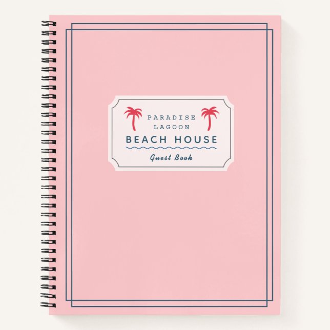 Pink Beach House Ferienwohnung Gästebuch Notizbuch (Vorderseite)
