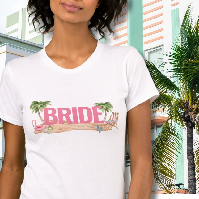 Pink Beach Junggeselinnen-Abschied Bride T-Shirt (Cute Beach Bride To Be T-Shirt)