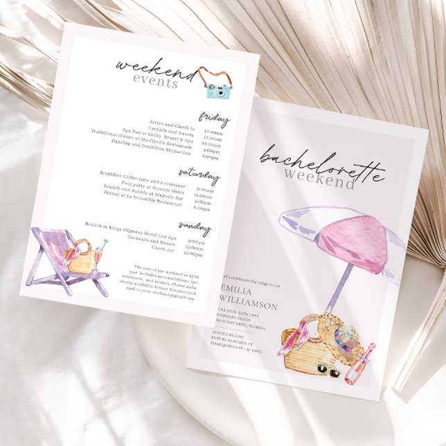 Pink Beach Junggeselinnen-Abschied Weekend Einladung (Von Creator hochgeladen)