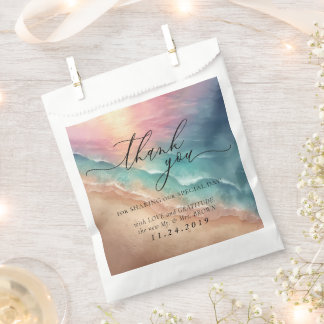 Pink Beach Ocean Formal Minimalistische Hochzeit Geschenktütchen