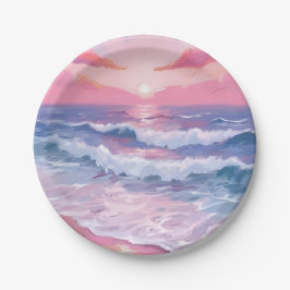 Pink Beach Ocean Shore gestrichen Pappteller