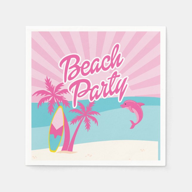 Pink Beach Palm Birthday Serviette (Vorderseite)